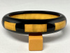 SZ85 Shultz butterscotch and black bordered dot bakelite bangle